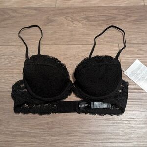 La Perla | Black Floral Lace Balconette Bra Padded Underwire 34B